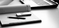 Tools businessman: a laptop, diaries, phone